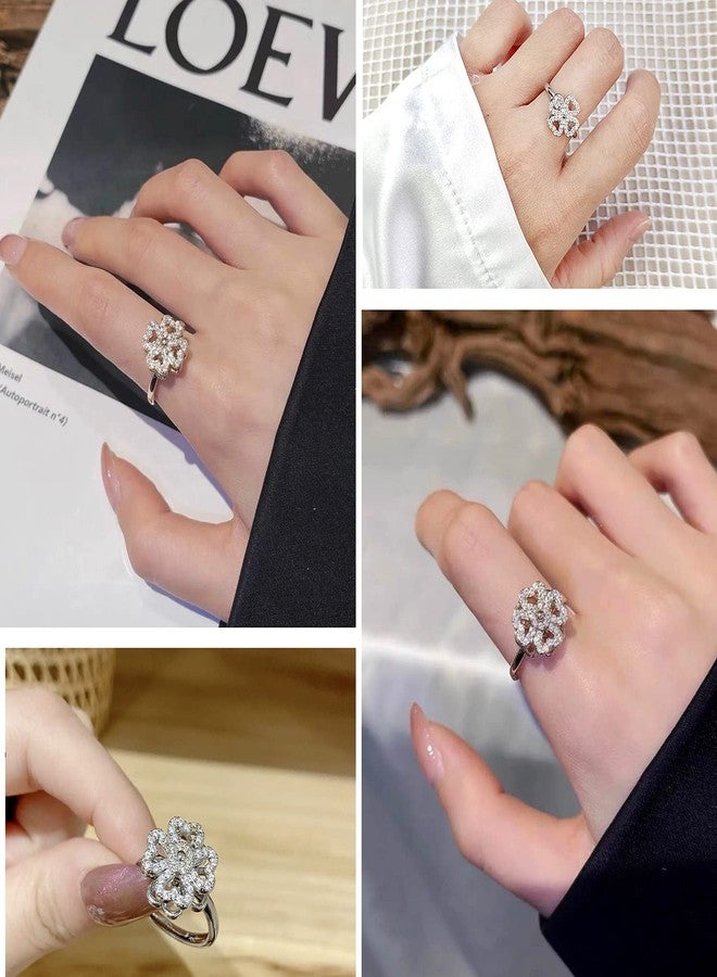 FUNEIA 6Pcs Fidget Ring for Women Anti-Anxiety Rings Adjustable Open Stackable Spinner Rings Set - Image 4